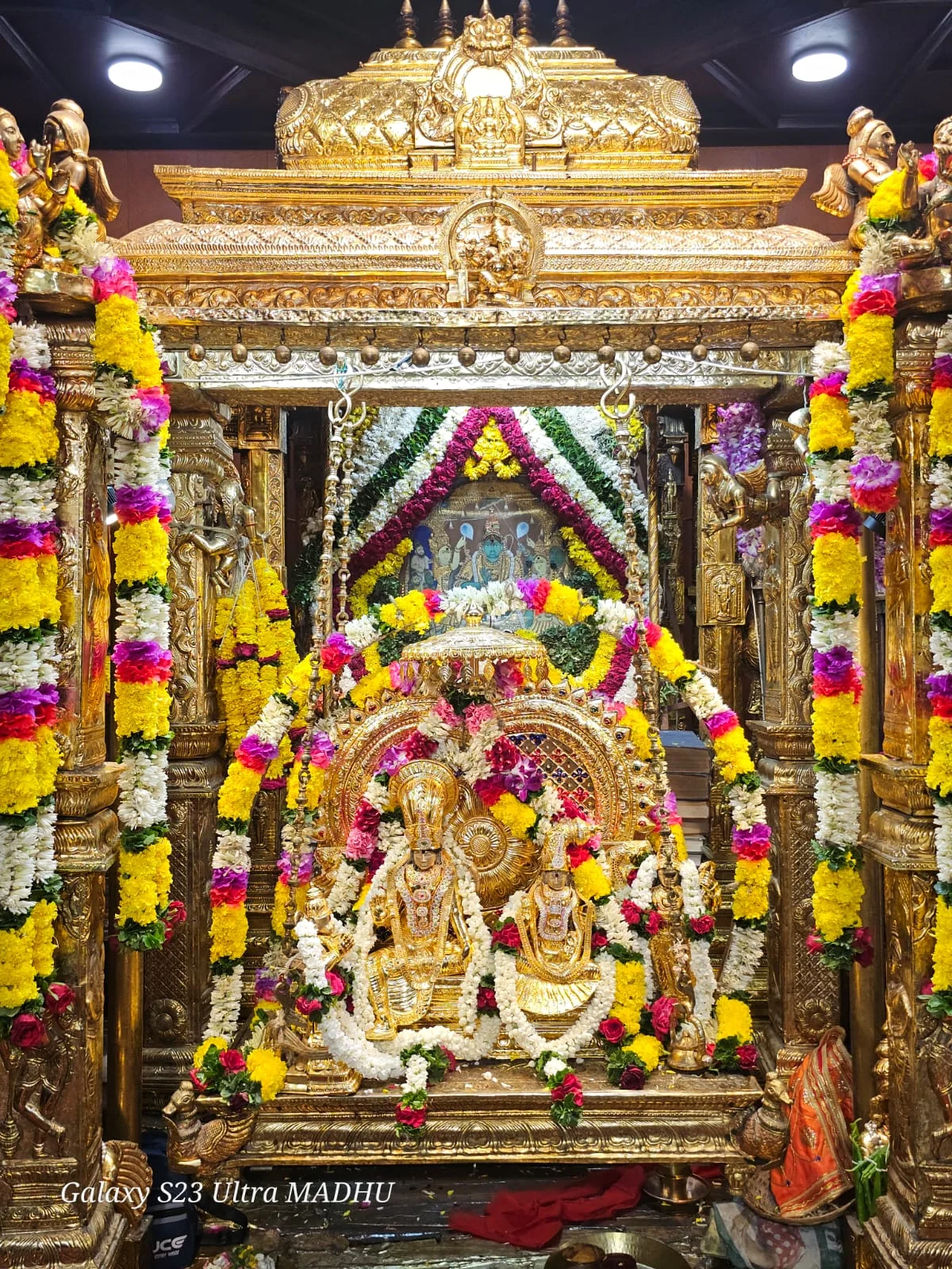 Sri Sita Ramachandra on the Swarna Jhoola during Rama Navami celebrations